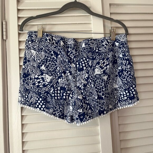 Lilly Pulitzer for Target blue white print pompom shorts medium - Picture 14 of 15